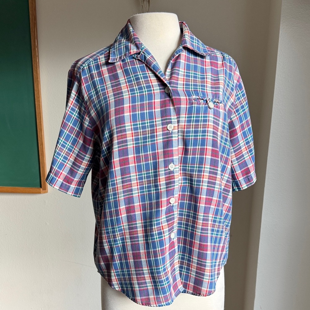 Koret Women's Plaid Button Down Shirt - Blue and Red